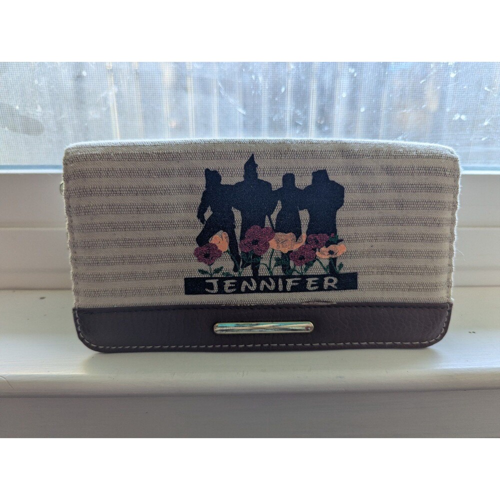 Wizard of Oz. Themed wallet personalized. Jennifer with glitter design poppies